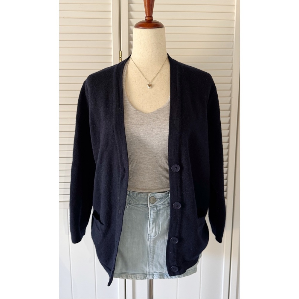 Atlantique VTG Wool Knitted Navy Blue Cardigan Sweater